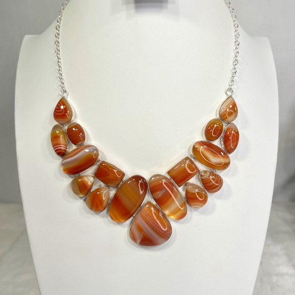 Sardonyx 925 Large Gemstone Necklace - Picture 3 of 5